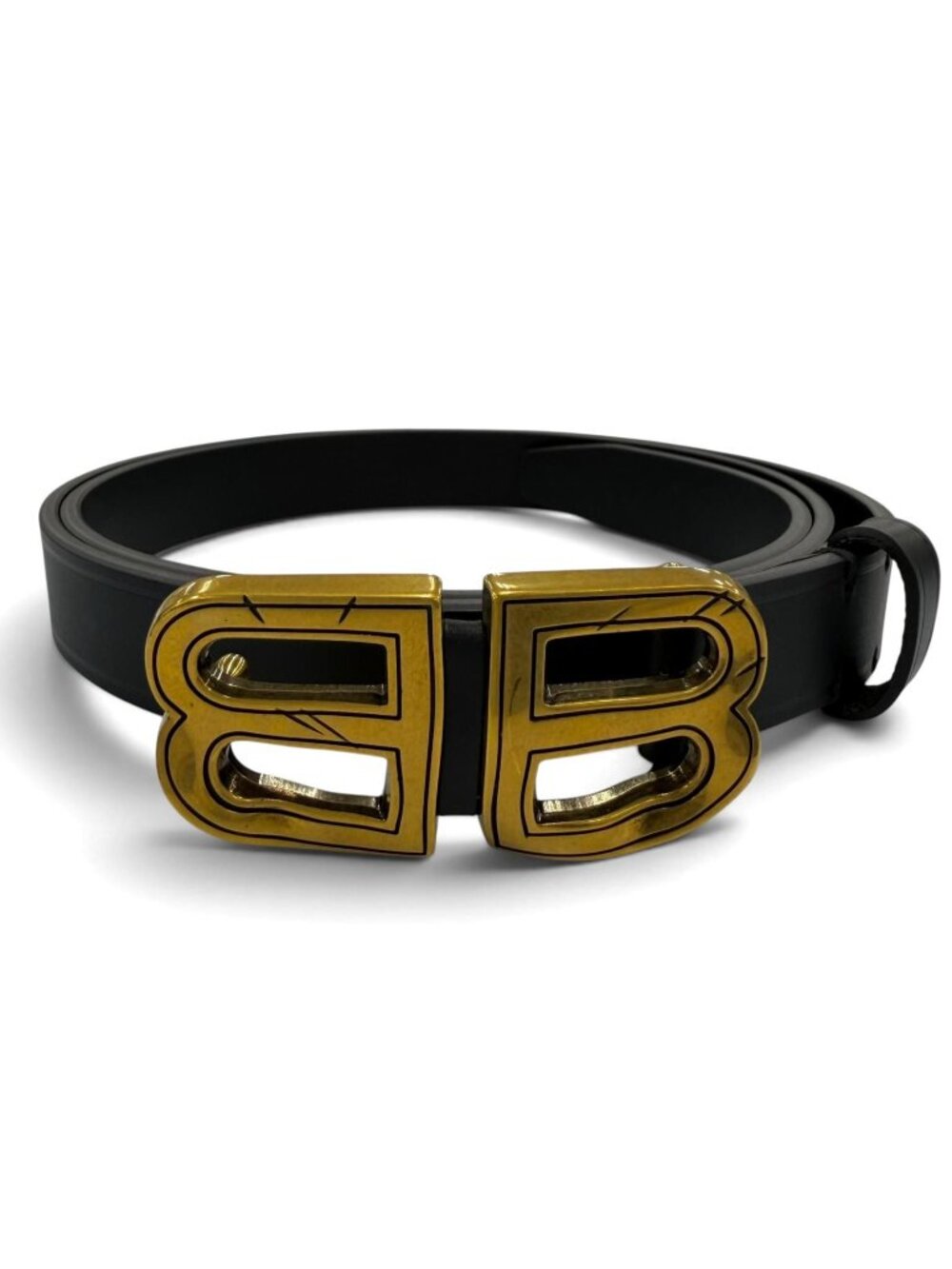 Balenciaga BB Hourglass Belt Black Gold 90